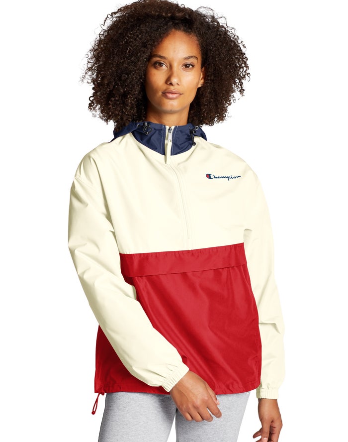 Champion Dame Jakke Hvide/Rød - Packable Colorblocked - Danmark TXO-192583